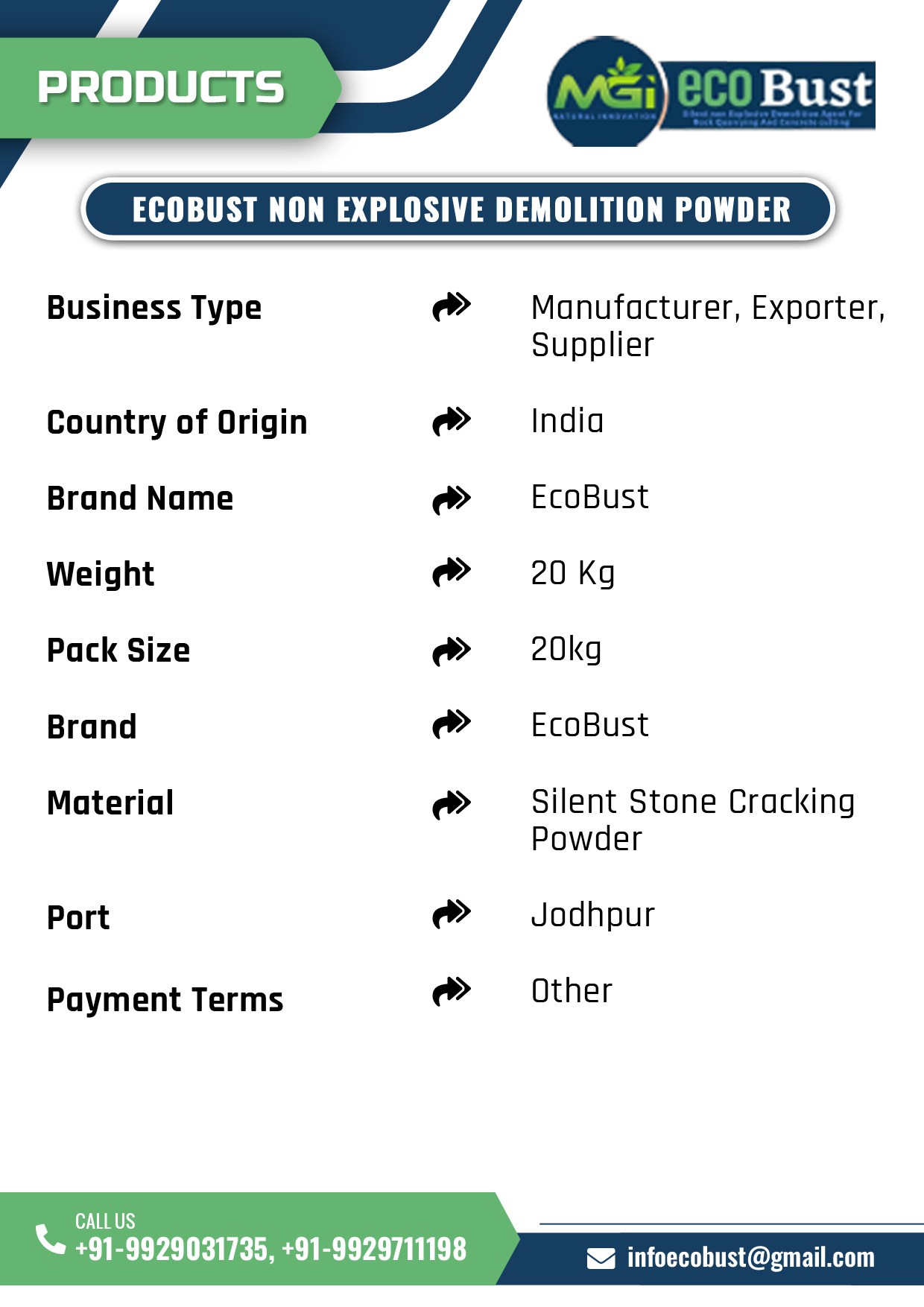 Ecobust Stone Cracking Powder flipbook information